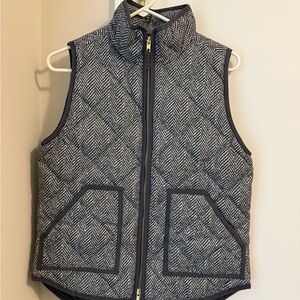 J. Crew Gray Herringbone Quilted Vest